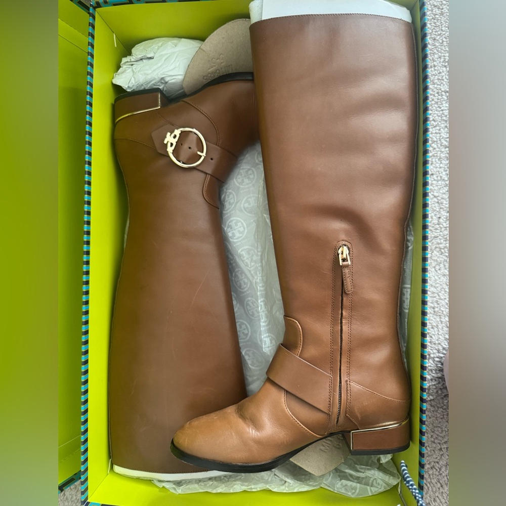 Tory Burch Sofia Riding Boots in Festival Brown - Picture 2 of 9